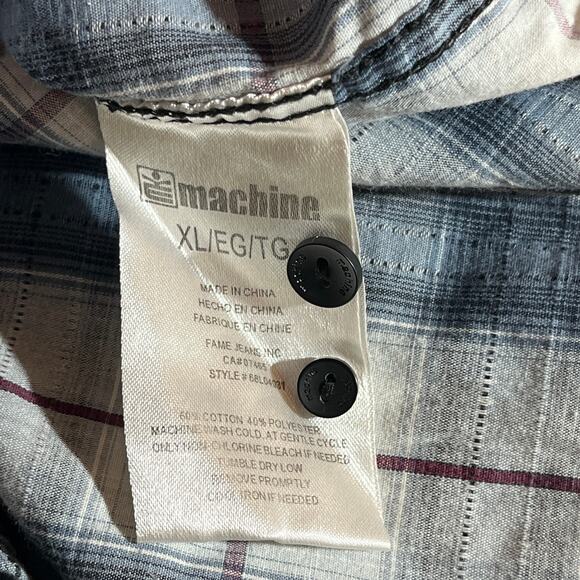 Machine Shirt Mens XL White Gray Long Sleeves‎ Button Casual Pockets Streetwear - Picture 7 of 9